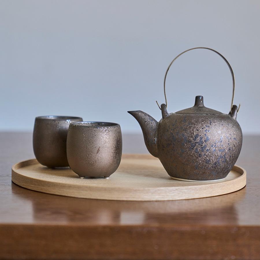 窯變茶釉 三足茶杯